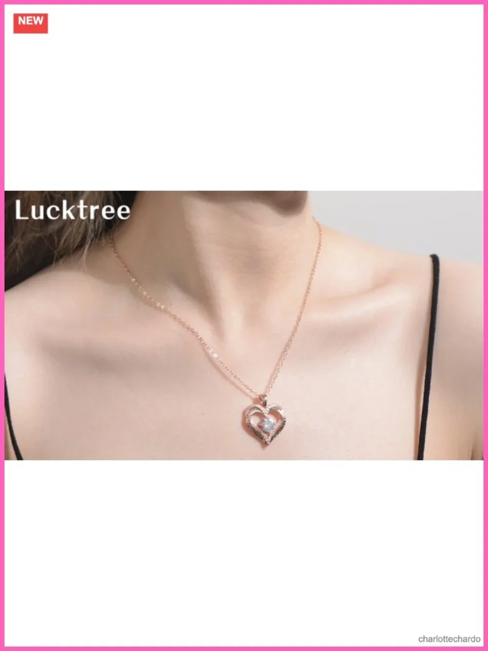 18K Rose Gold Plated Heart Necklace 5A Cubic Zirconia Gift for Her